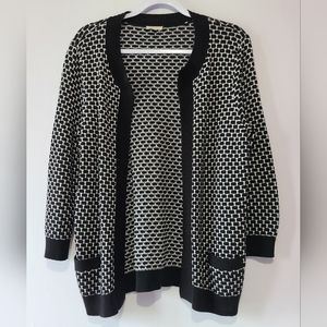 Talbots gingham careerwear knit 3/4 sleeve officewear cardigan, sz M (PTP 21")